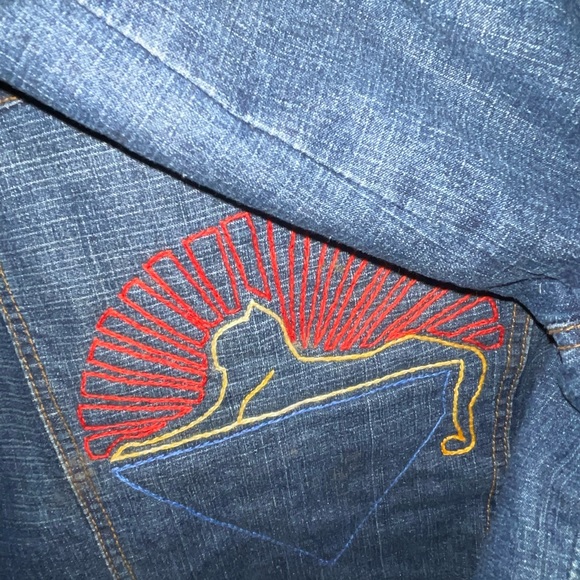 Hand Embroidered Grateful Dead; Cats DownUnder The StarsJerry Garcia Jean jacket - Picture 4 of 16
